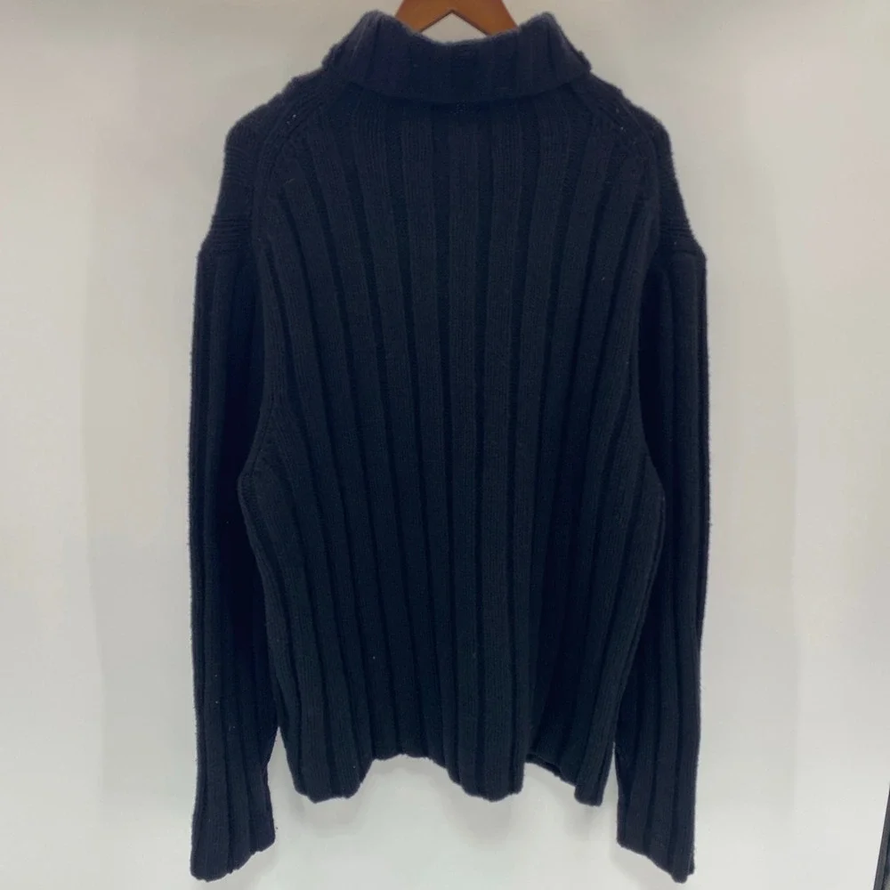 Banana Republic Mens Extra Large Black Lambswool Cashmere Ribbed Knit Sweater